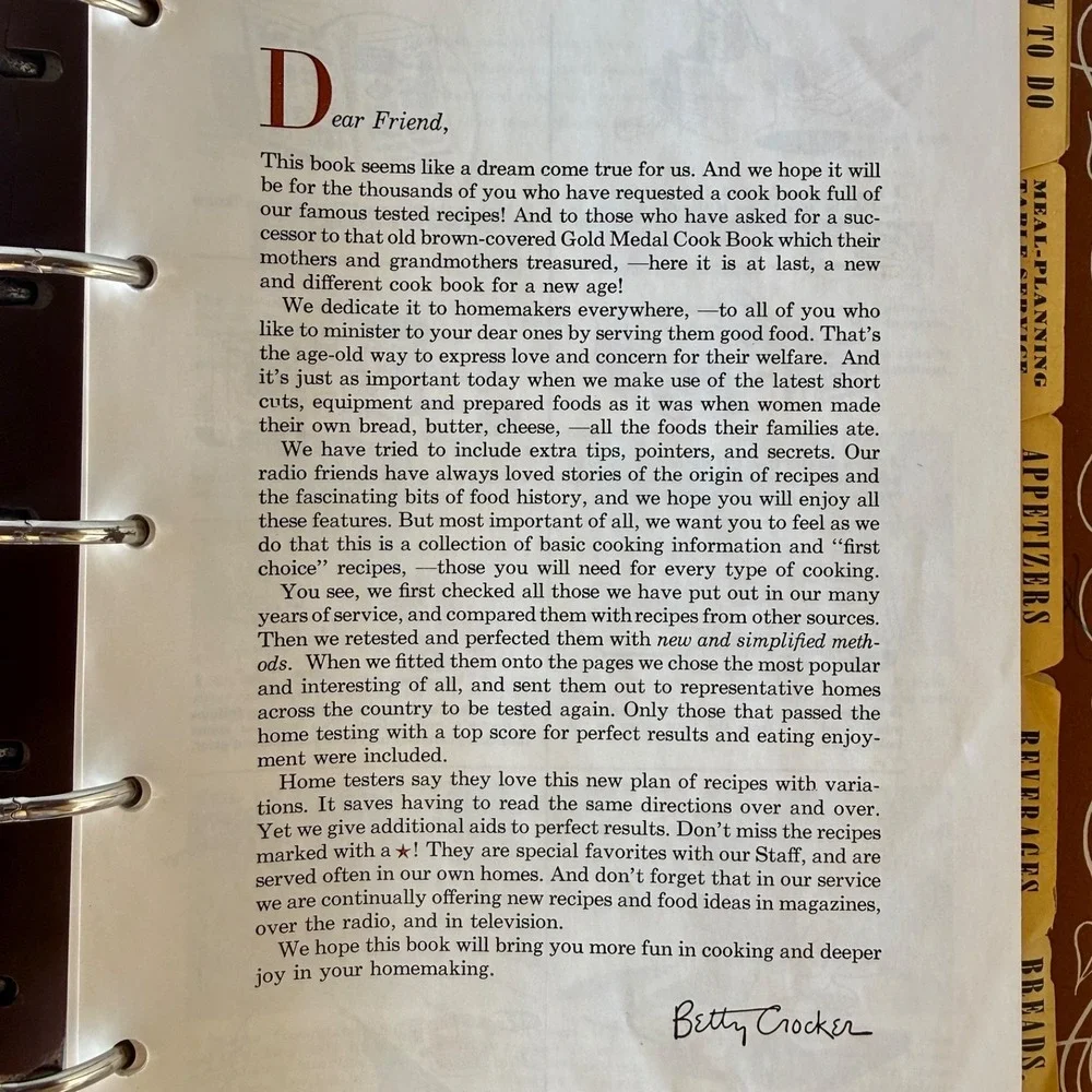 Betty Crocker Picture Cook Book 1998‎ Facsimile Reprint Ring Binder Cookbook